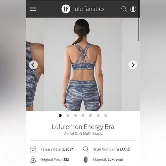 Lululemon Energy Bra Aerial Drift Multi Black/ Size 8 - Picture 8 of 8